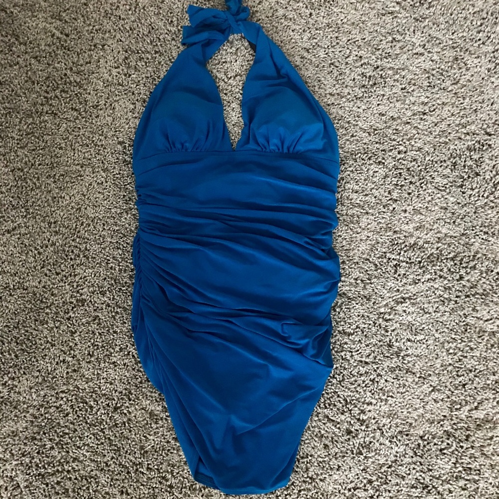 Turquoise Halter Magicsuit, size 10